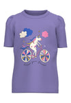 Name it - Paarse T-shirt met unicorn op fiets