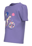 Name it - Paarse T-shirt met unicorn op fiets