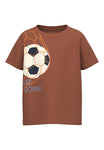 Name it - Bruine T-shirt met een voetbal